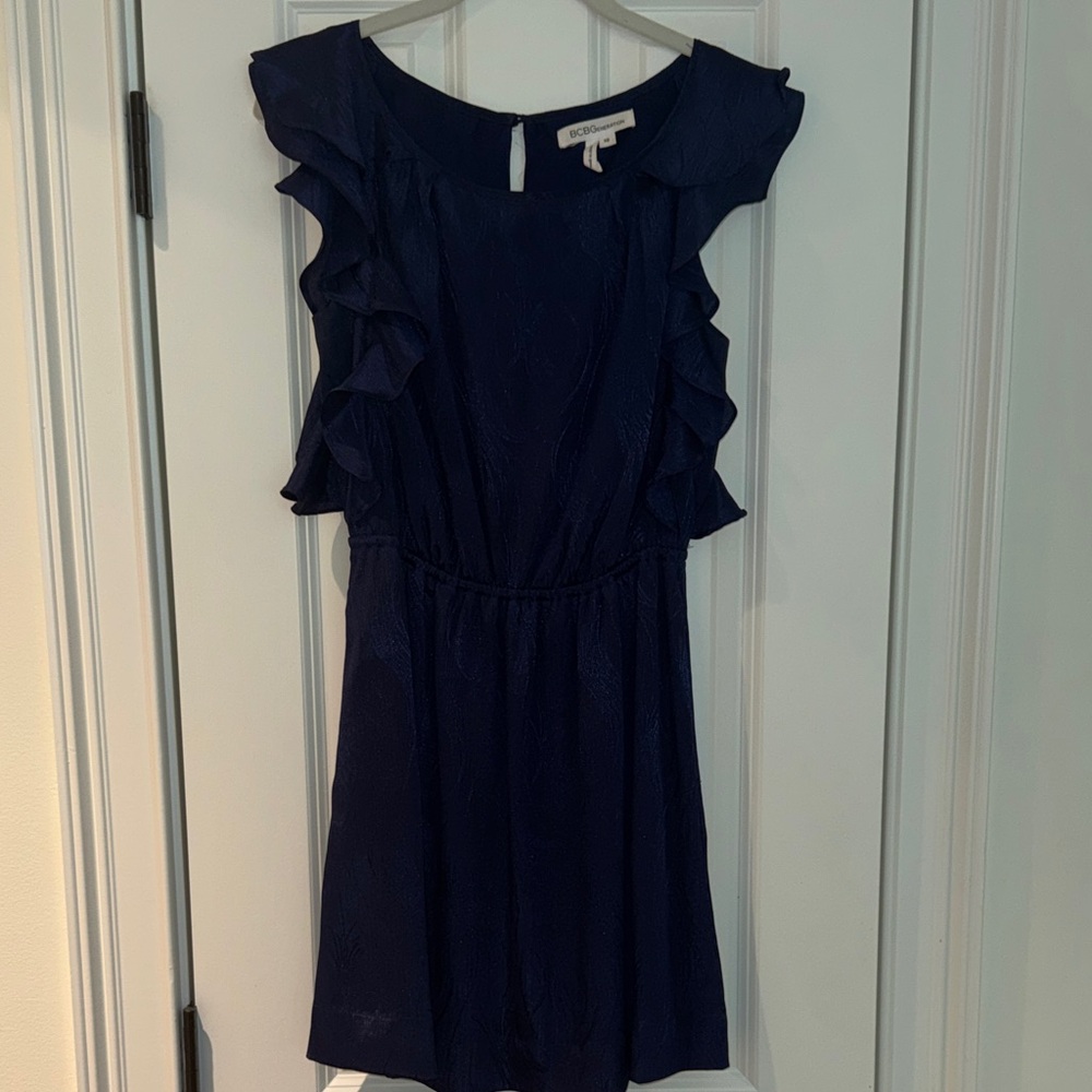 BCBGeneration Dark Navy Ruffle Sleeve Dress